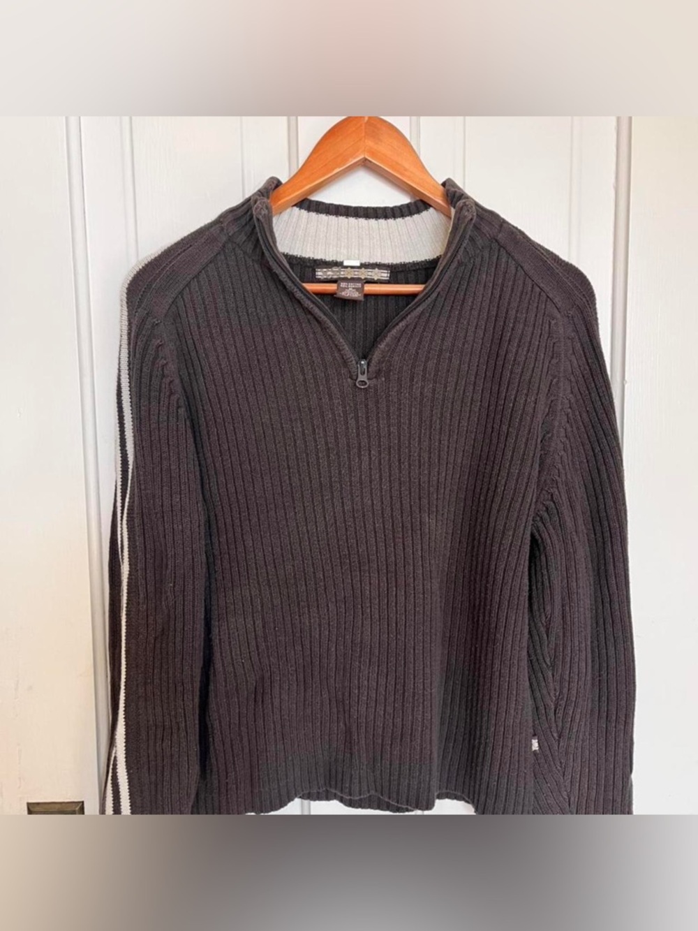 Men's Black Quarter-Zip Ribbed Sweater